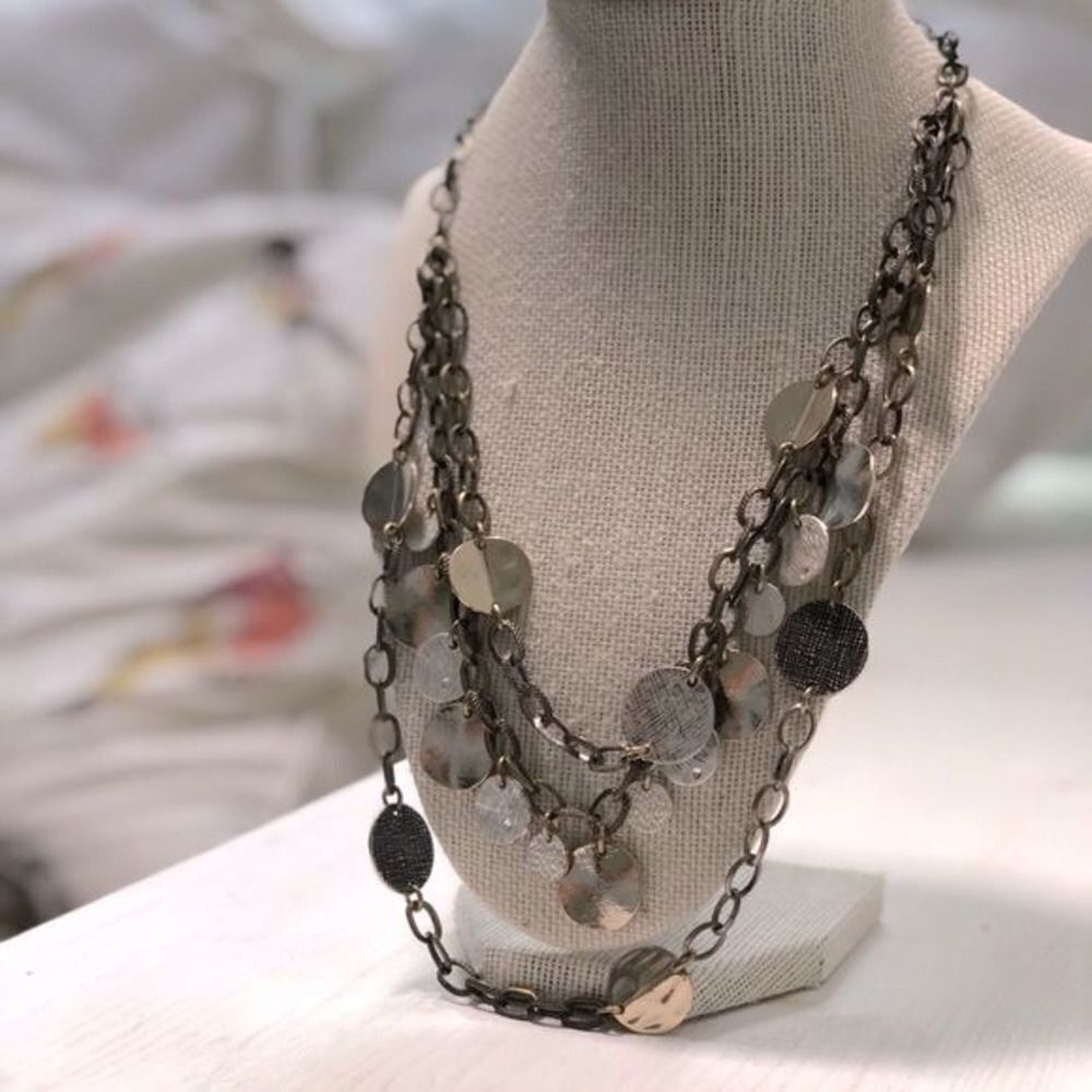 Ann Taylor Loft gold and silver circular charm necklace